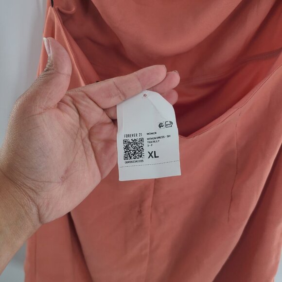 Forever 21 Cutout Mini Dress cowl square-cut neckline‎ Salmon cutout back NWT XL - Picture 3 of 6
